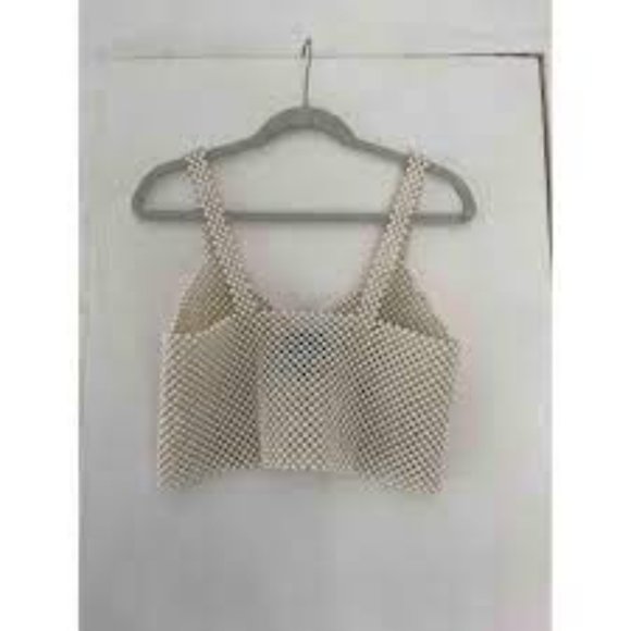 BEVZA Faux Pearl Crop Top XS - Picture 2 of 6